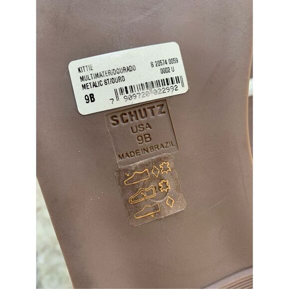 SCHUTZ Kittie Crystal Embellished Metallic & Nappa Leather Wraparound Flat Sanda - Picture 10 of 12